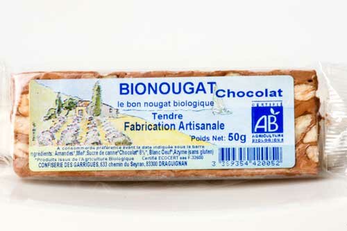 Bionougat au chocolat.50 Grs.